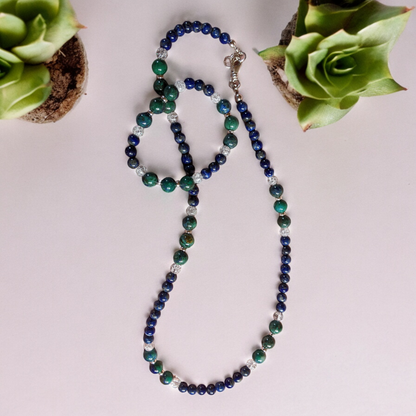 JEWELRY SET: Chrysocolla and Lapis Lazuli Necklace and Bracelet