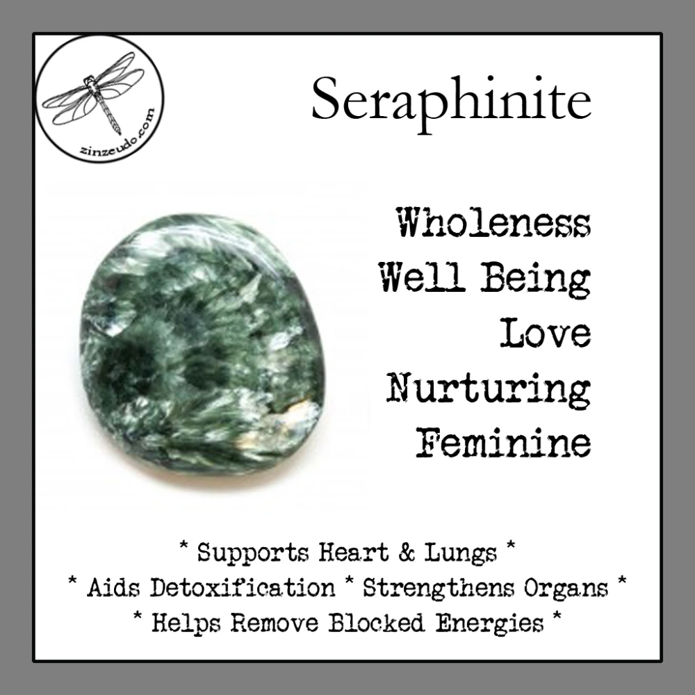 Necklace: Seraphinite Stone Pendant on Leather Cord